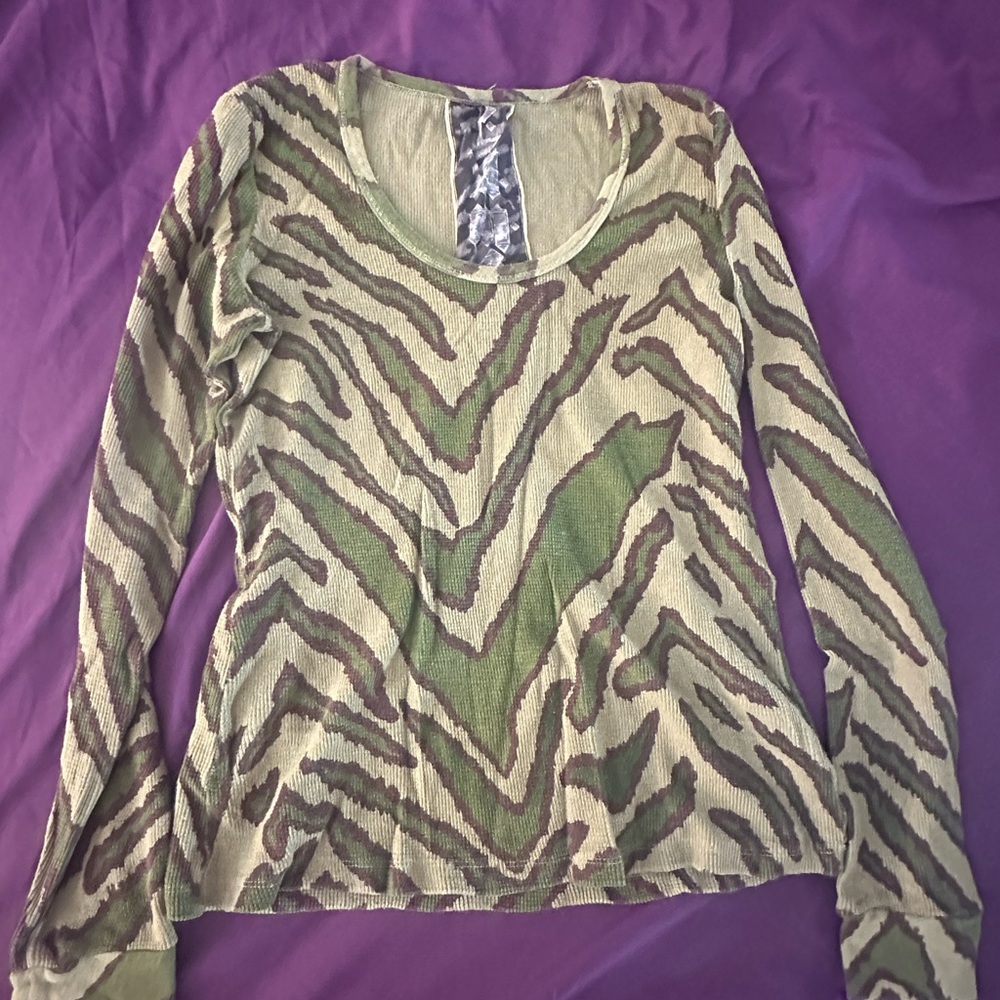 Green Camouflage Long Sleeve Thermal Top
